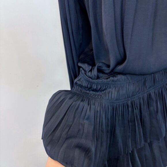 Current Air Aurelie Navy Pleated Mini Dress sz S - Picture 9 of 13